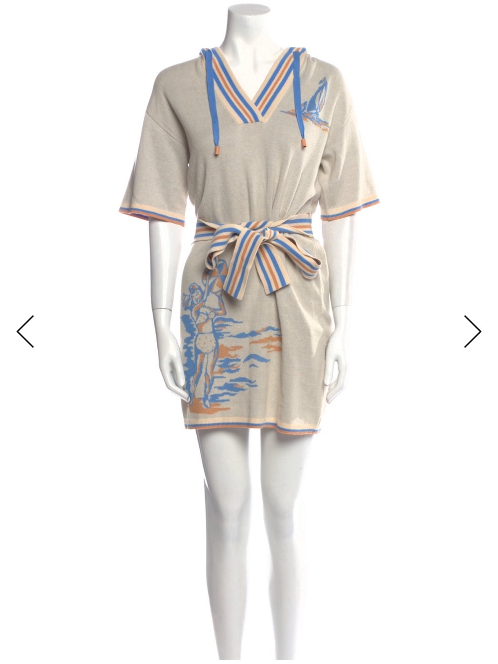 Zimmermann Tie-Waist Beach Knit Dress - Blue & Orange Accents